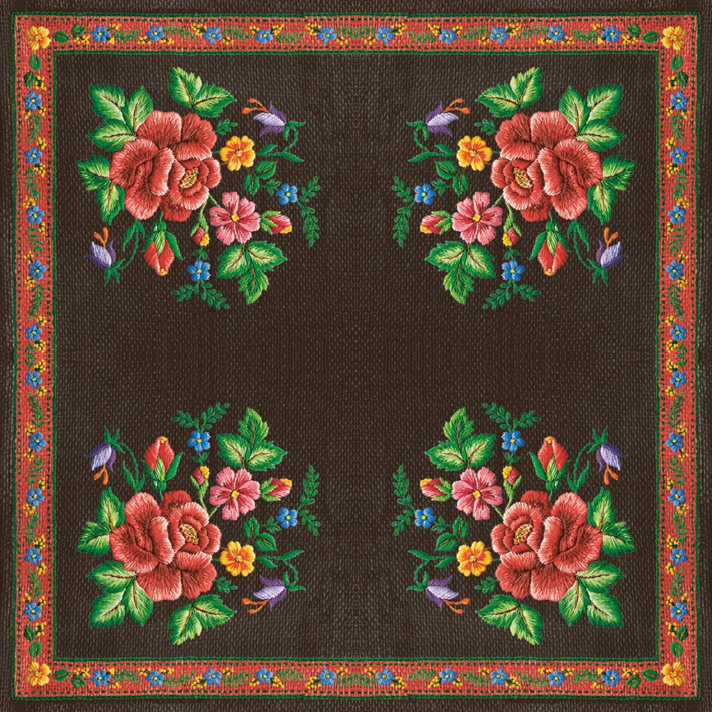 Folk Rose Napkins Decorative Floral Paper Decoupage Napkin #4126