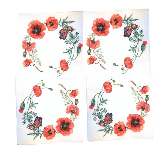 Flowers Napkins Decorative Poppy Paper Decoupage Napkin #5315