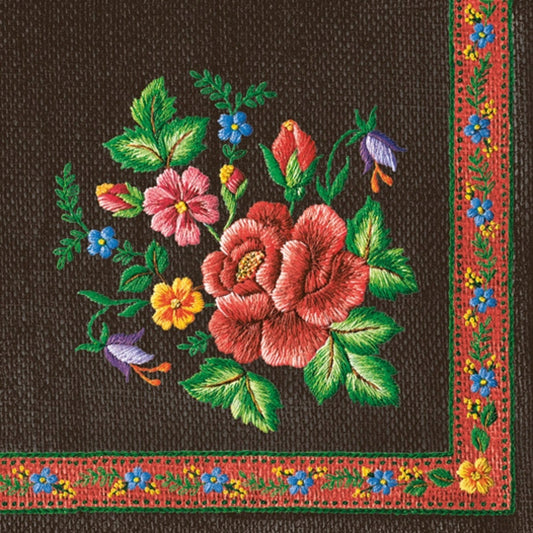 Folk Rose Napkins Decorative Floral Paper Decoupage Napkin #4126