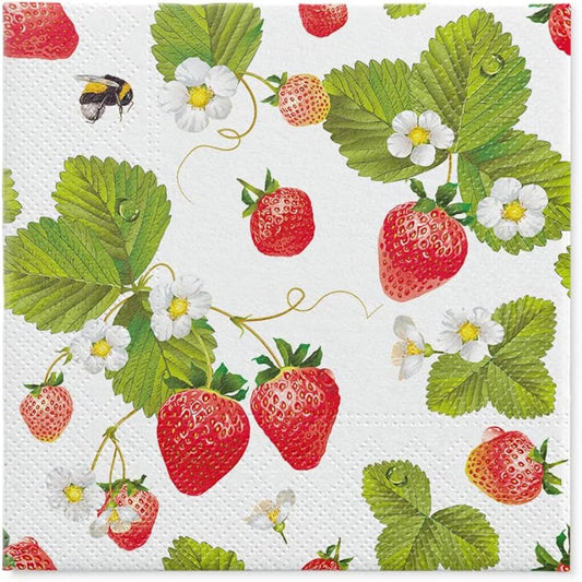 Unique Napkins Fruit Strawberry Bee Decorative Paper Decoupage Napkin #6111