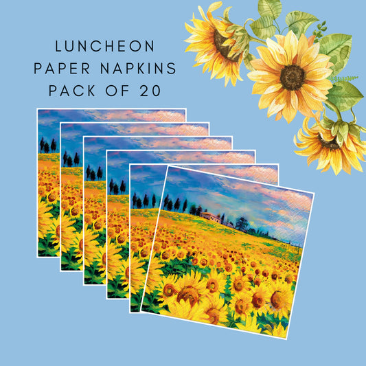 Flowers Napkins Decorative Sunflower Field Paper Decoupage Napkin #5317