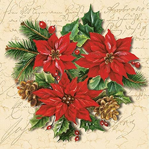 Poinsettia Paper Luncheon Napkins 20 Pack #2141