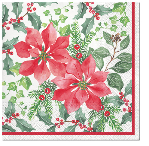 Poinsettia Paper Luncheon Napkins 20 Pack #2155