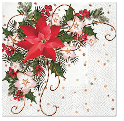 Poinsettia Paper Luncheon Napkins 20 Pack #2149