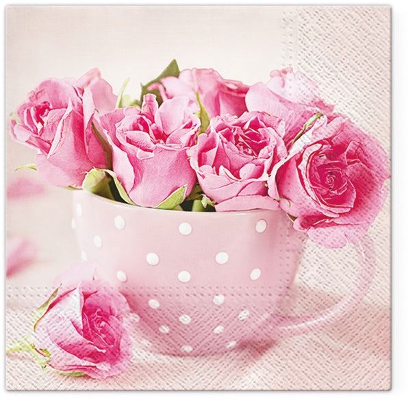 Roses Cup Paper Luncheon Napkins 20 Pack #5190